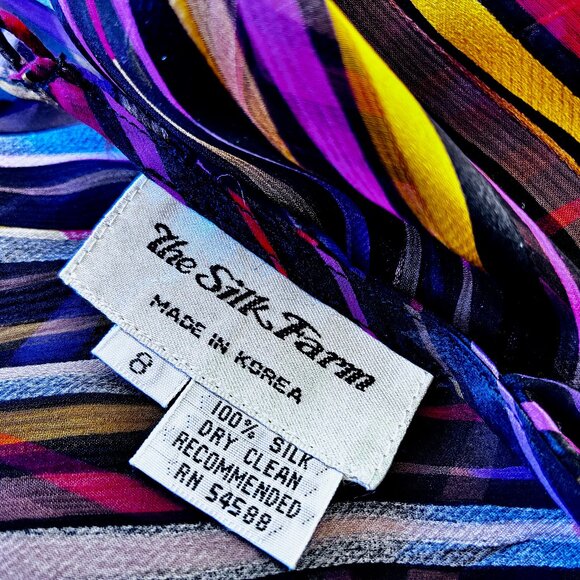 The Silk Farm Vintage 80's Blouse Top Pullover SHEER Striped size 8 - Picture 6 of 13
